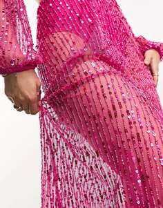 Платье мидакси Starlet розового цвета фуксии с пайетками