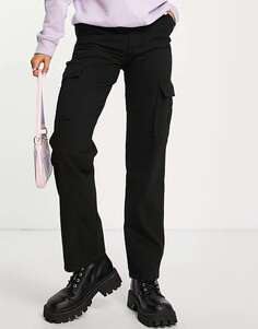 Черные прямые брюки карго Stradivarius STR