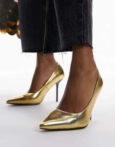 Золотые лакированные туфли-лодочки Topshop Erin