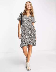 Леопардовое мини-платье с запахом Vero Moda