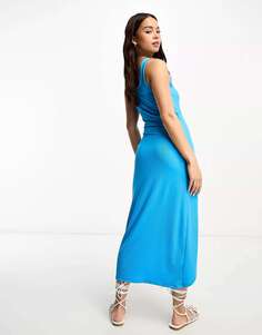 Эксклюзивное платье миди из саронга в рубчик ярко-синего цвета от JDY