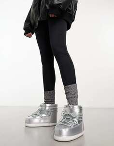 Серебристые зимние ботинки с низкой лодыжкой Public Desire Zuri