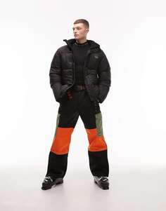 Черная лыжная куртка-пуховик Topman Sno