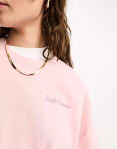 Серебристо-розовый свитер с круглым вырезом и надписью Pacsun
