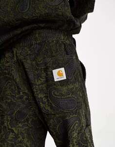 Зеленые зауженные вельветовые брюки Carhartt WIP Flint Paisley Regular