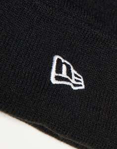 Черная шапка-бини унисекс New Era Boston с белым логотипом