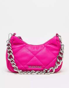 Valentino Bags Ярко-розовая стеганая сумка с цепочкой и съемным ремешком через плечо