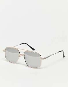 Серебристые солнцезащитные очки-авиаторы South Beach в металлическом корпусе с поляроидными линзами