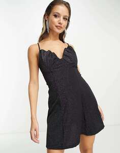 Черное мини-платье NA-KD x Mimi AR с блестками