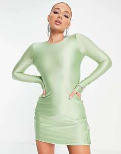Светло-зеленое мини-платье со шнуровкой на спине Naked Wardrobe