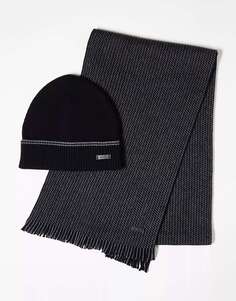 Подарочный набор шапка и шарф BOSS Черный BOSS