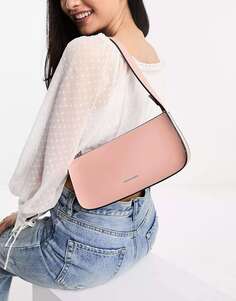 Розовая сумка через плечо багет с контрастной окантовкой Claudia Canova