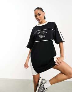 Черное спортивное трикотажное платье-футболка ASOS Weekend Collective