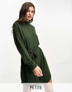 Темно-зеленое вязаное платье с высоким воротником Noisy May Petite