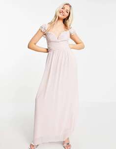 Розовое платье макси с развевающимися рукавами и закрученной талией Little Mistress
