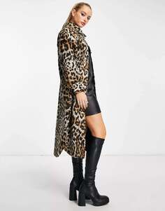Удлиненная куртка Violet Romance с леопардовым принтом