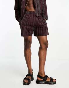 Бордовые летние шорты в сочетании с вышивкой в ​​полоску Reclaimed Vintage