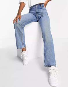 Синие джинсы с завышенной талией Bershka