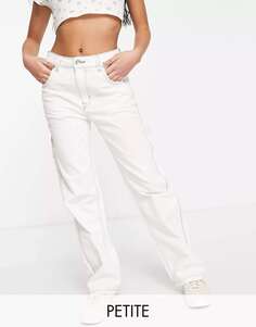 Белые джинсы-карго прямого кроя Bershka Petite с контрастными швами
