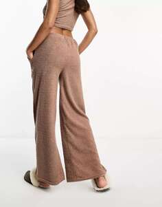 Мягкие широкие брюки с пушистым узором шоколадно-коричневого цвета Loungeable
