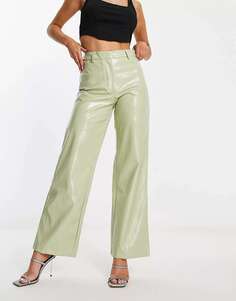 Светло-зеленые брюки прямого кроя NA-KD x Mimi AR