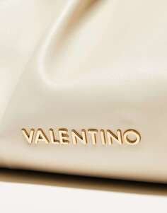 Огромная сумка через плечо Valentino Bags цвета экрю со сборками в виде озера