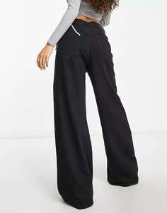Черные джинсы с напуском и широкими штанинами Bershka Petite