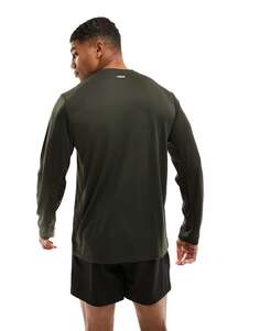Быстросохнущая тренировочная футболка цвета хаки с длинными рукавами ASOS Icon