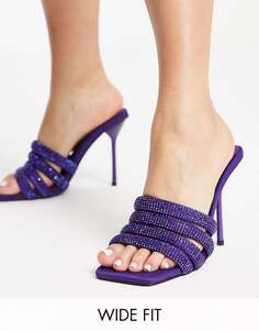 Пурпурные босоножки-мюли Topshop Wide Fit Summer с украшением на каблуке