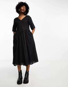Черное свободное платье миди в стиле оверсайз Bolongaro Trevor