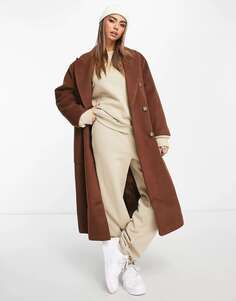 Эксклюзивное коричневое пальто оверсайз сшитое на заказ Pull&amp;Bear