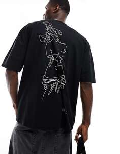 Черная оверсайз-футболка ASOS с рисунком на спине