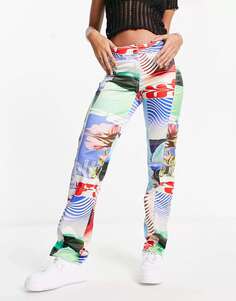 Атласные брюки с принтом Weekday Lily и разноцветным принтом для мотокросса