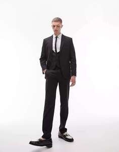 Черные узкие шерстяные брюки Topman Premium