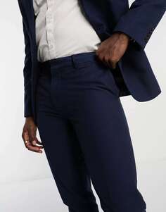 Узкие костюмные брюки темно-синего цвета с пышной текстурой ASOS