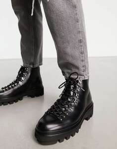 Черные кожаные массивные походные ботинки All Saints isaac AllSaints