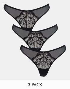 Черные стринги Ann Summers Sexy Lace Planet, 3 шт.