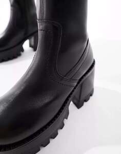 Черные кожаные ботинки на массивной платформе ASOS Rocky