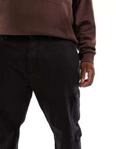 Черные жесткие джинсы карго прямого кроя DTT Plus Don&apos;t Think Twice