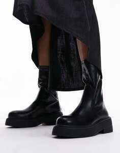 Черные ботинки-носки с фактурной подошвой Topshop Laura