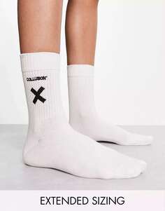 Белые носки унисекс с логотипом COLLUSION