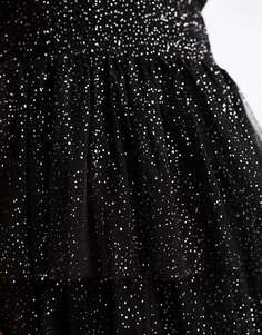 Черное платье макси из тюля с пайетками Amy Jane London Aurelia