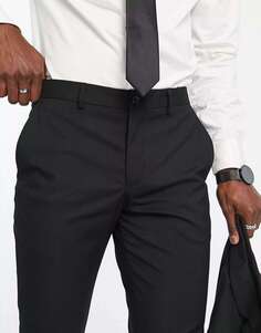 Черные эластичные брюки узкого кроя Selected Homme