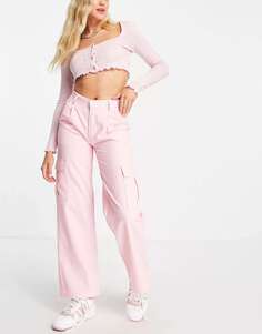 Широкие брюки карго с заниженной посадкой Daisy Street нежно-розового цвета Y2K