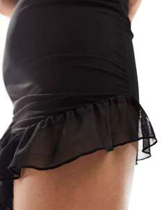 Черное сетчатое мини-платье с оборкой по низу Vero Moda