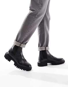 Черные кожаные массивные ботинки челси AllSaints Vince