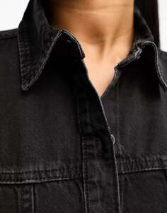 Корсетная джинсовая рубашка Monki черного цвета