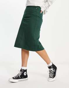 Зеленая вельветовая юбка миди Urban Revivo