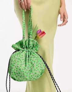 Эксклюзивная сумка-саквояж Damson Madder с зеленым принтом на шнурке