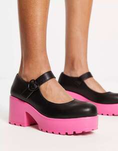 KOI Tira Sticky Secrets mary janes с розовой подошвой черного цвета Koi Footwear